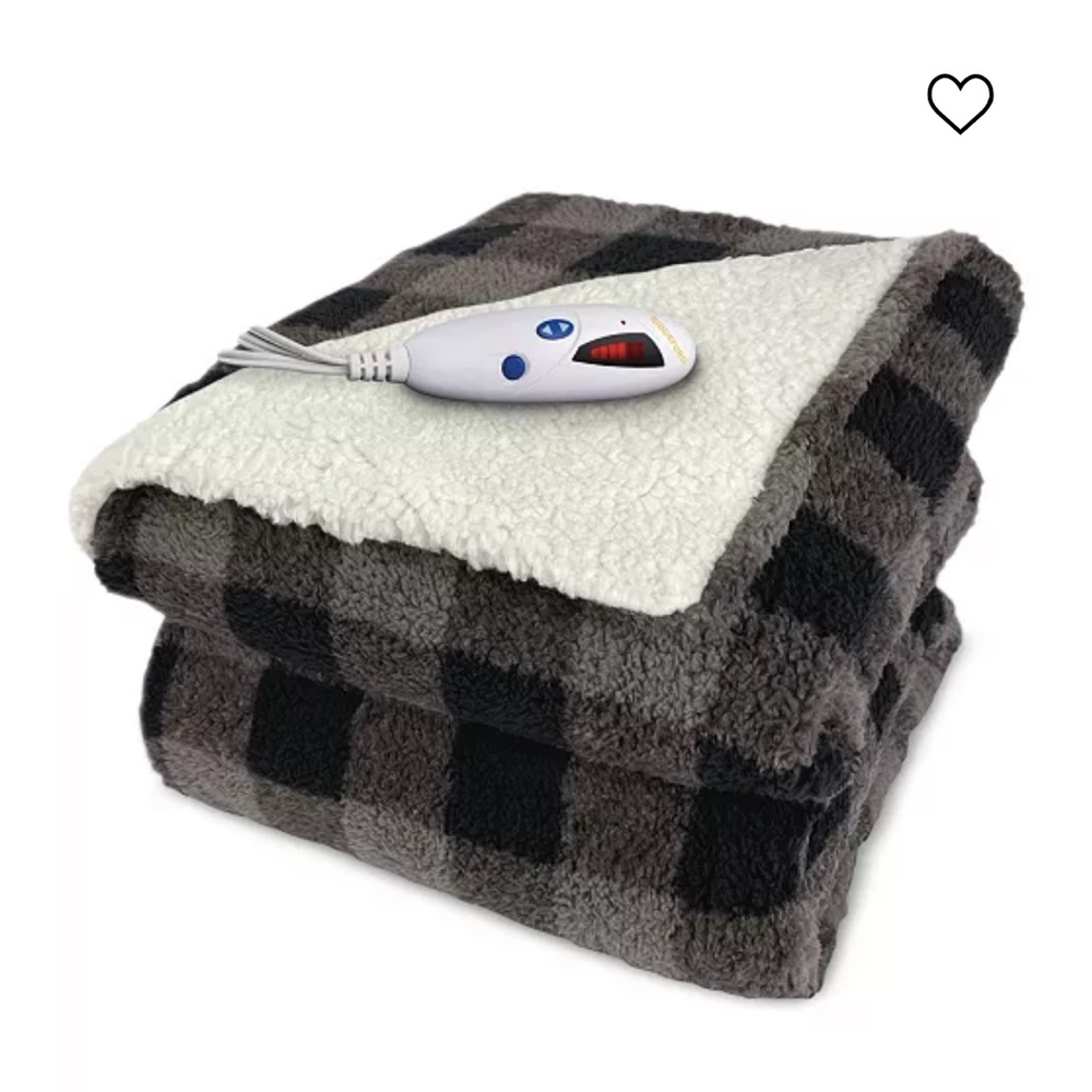 Biddeford Sherpa Electric Heated Throw Blanket Buffalo Check / Plaid